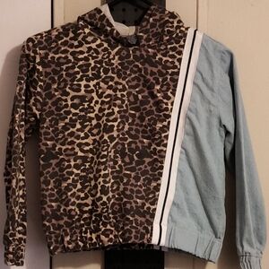 Leopard Print and Blue Kids Hoodie